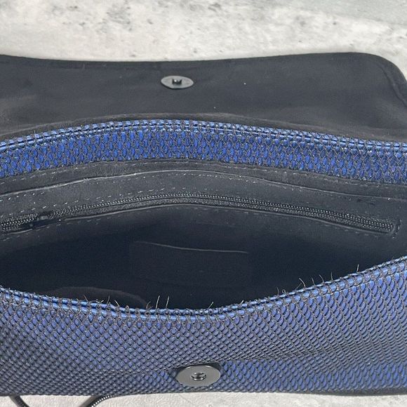 NEW STEVE MADDEN‎ BJEWEL FLAP WALLET BAG PURSE CLUTCH BLUE STITCH MSRP $58 - Picture 9 of 15